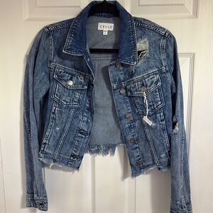Cello Women's Distressed Denim Jacket - Blue